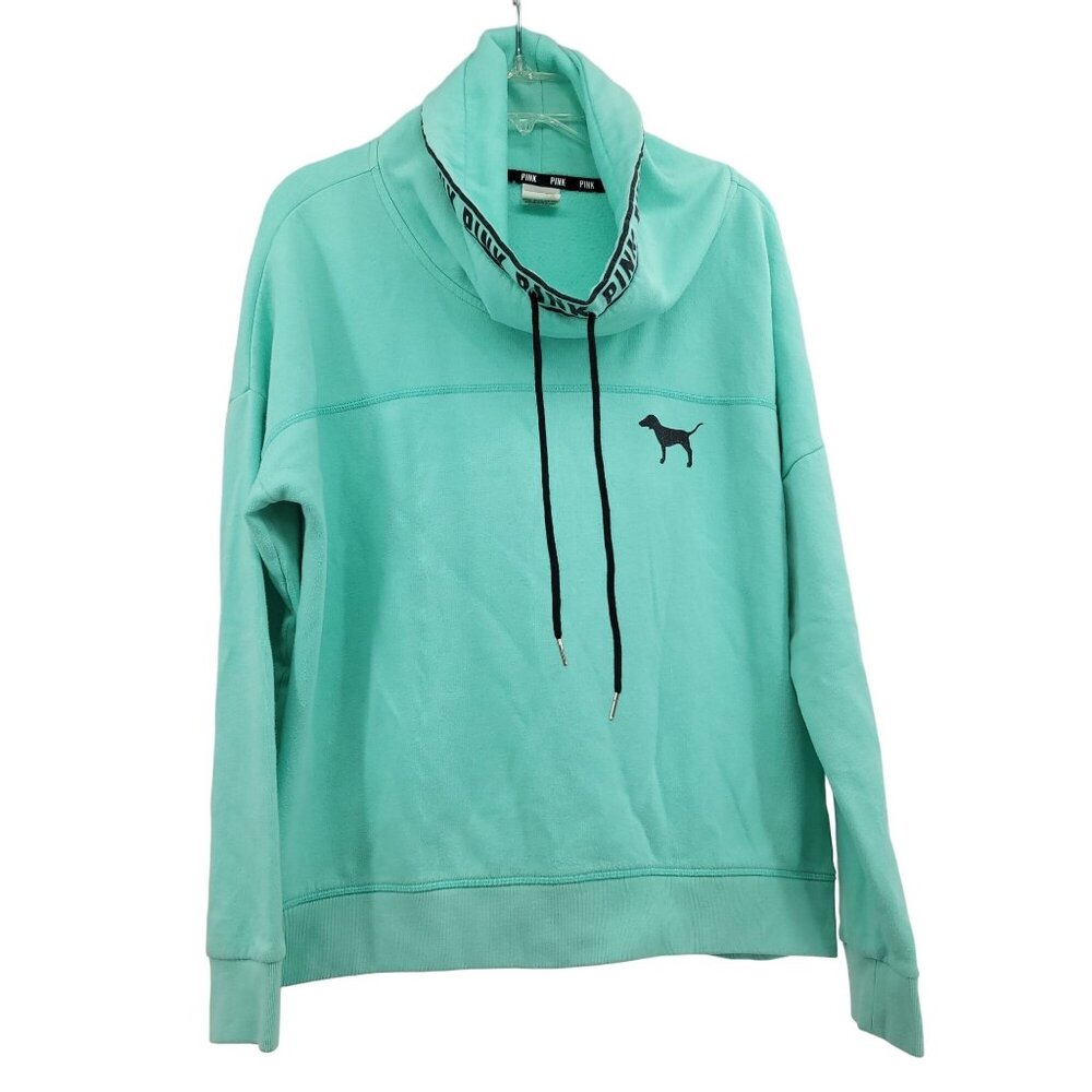 Pink Victoria's Secret Teal Cowl‎ Neck Pullover Sweatshirt L Athletic Sportswear